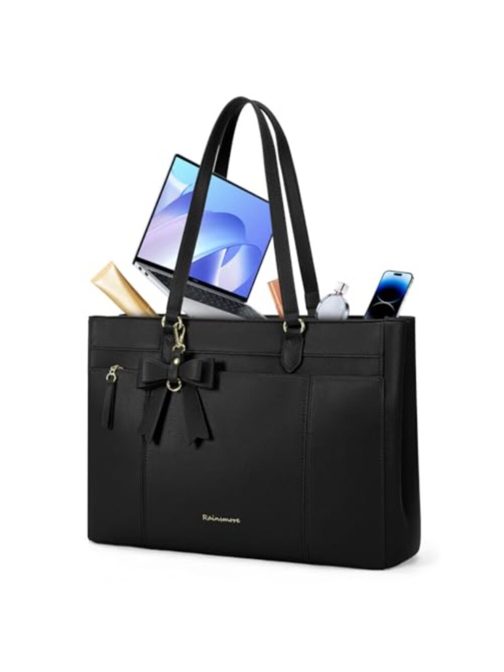 15.6 Inch Laptop Bag for Women PU Leather Work Tote Bag Messenger Shoulder